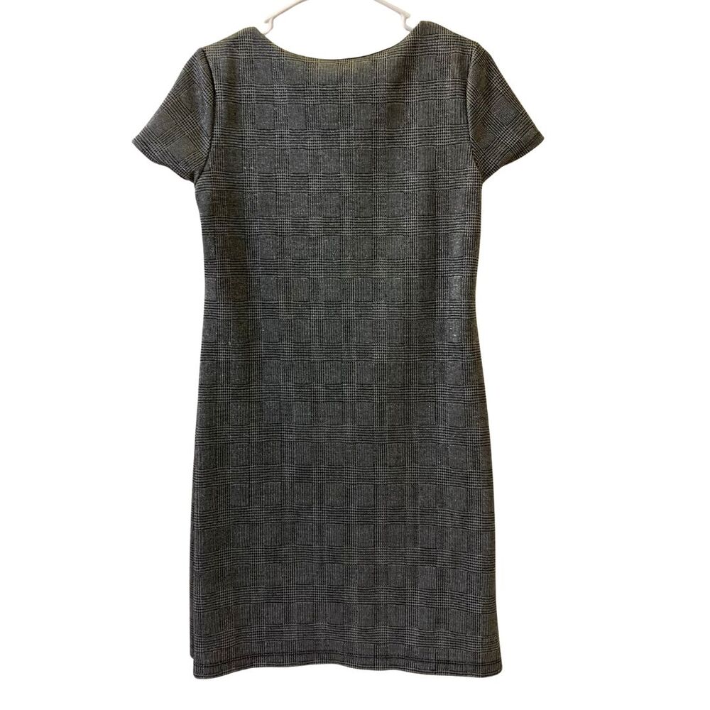 Enfocus Studio Sparkly Silver-Threaded Gingham Mini Dress Back and Grey Size 8 - Picture 4 of 12